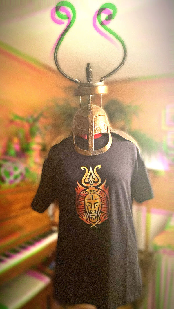 The official Arthur Brown Golden Full Logo T-Shirt Flames